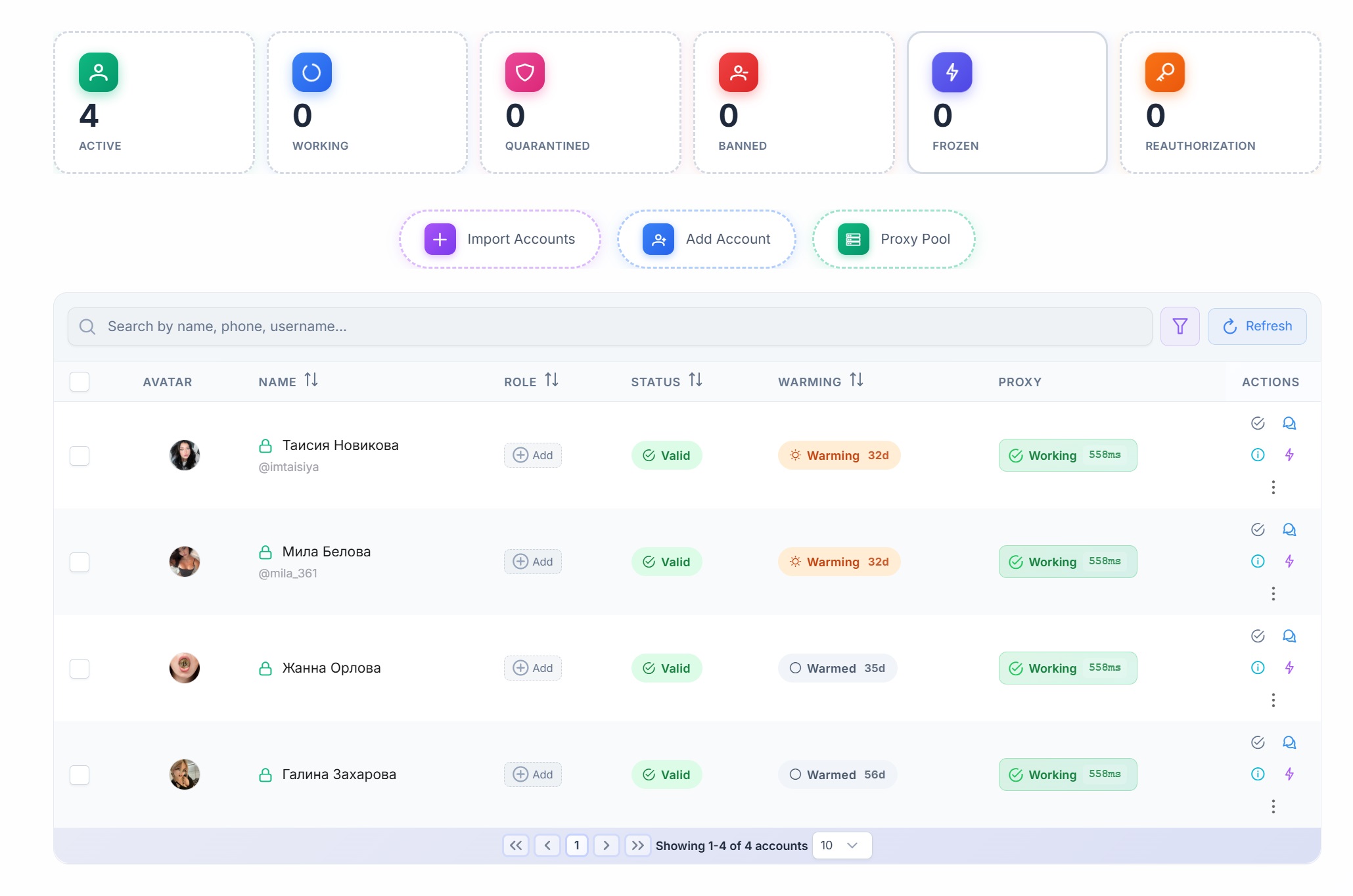 GramGpt Account Manager interface