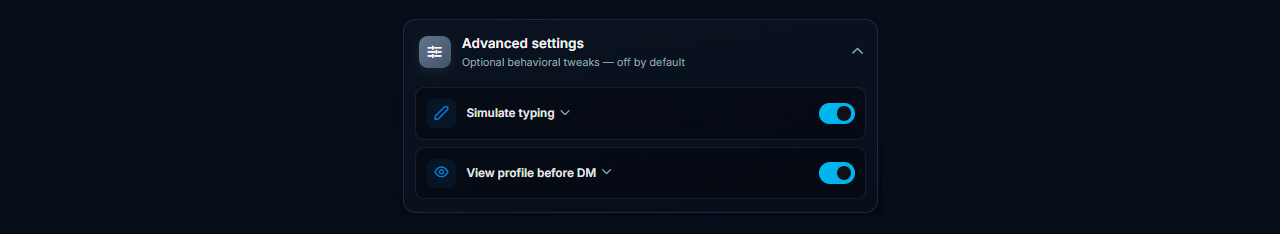 Special behavioral settings for Telegram direct-message outreach