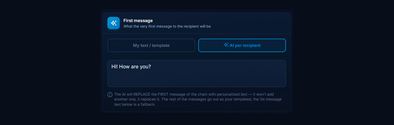 AI message generation for Telegram direct-message outreach