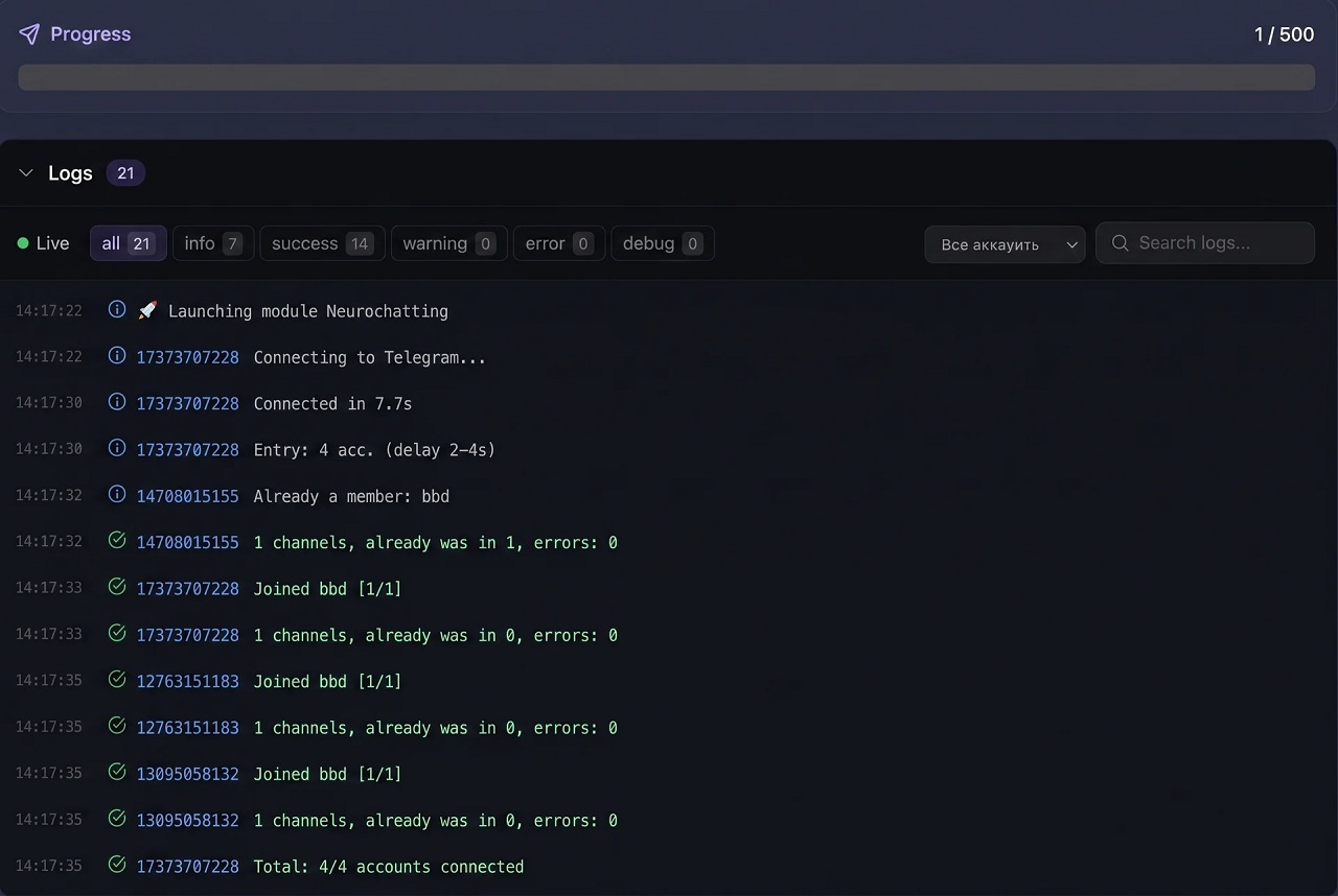 automatic work of neurochatting