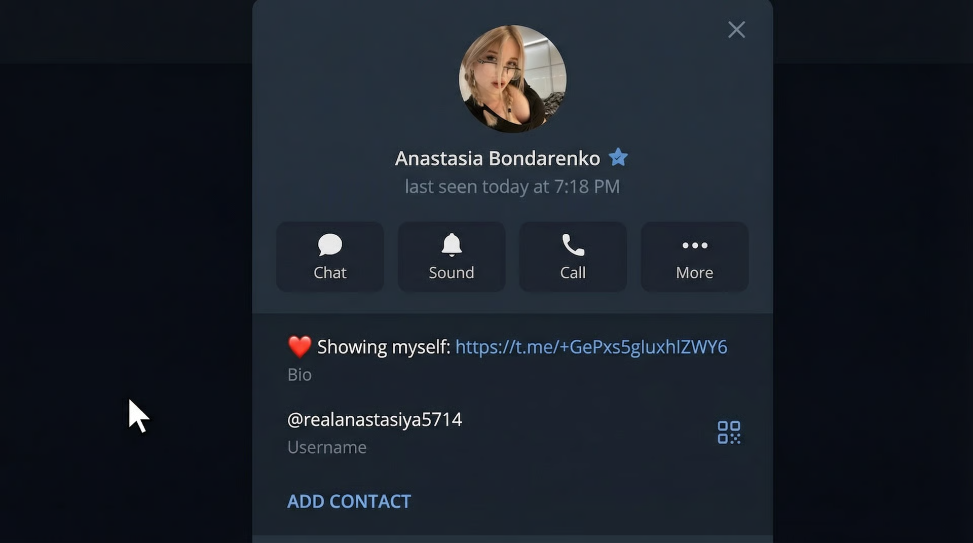 telegram model account