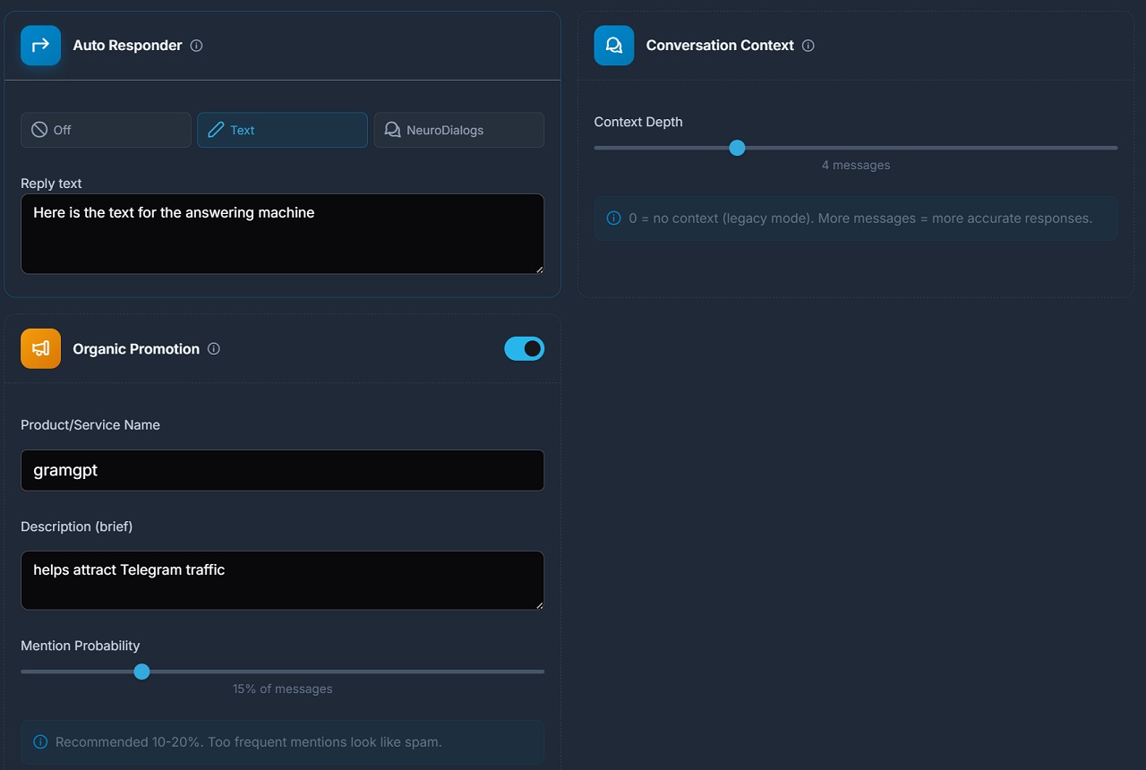capabilities of neurochatting in telegram from gramgpt