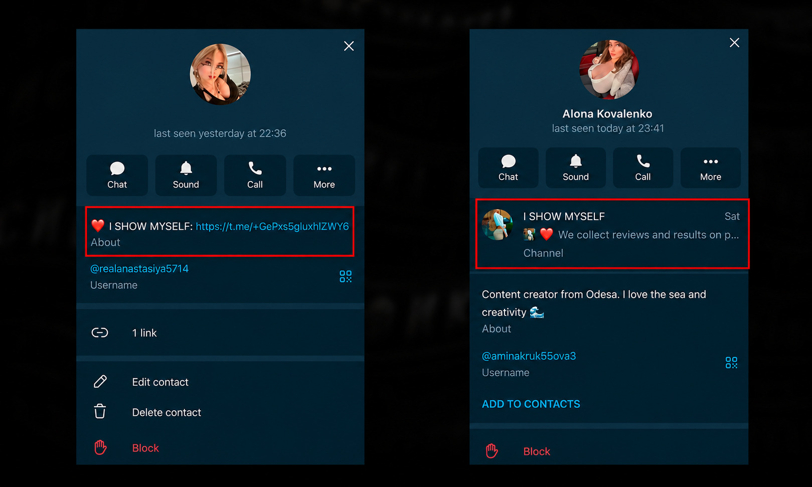 Choosing a promotion option through a Telegram account profile