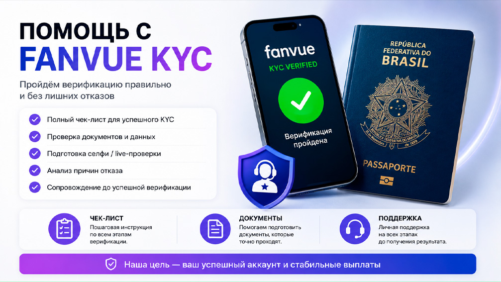 Что делать, если Fanvue моментально отклоняет верификацию