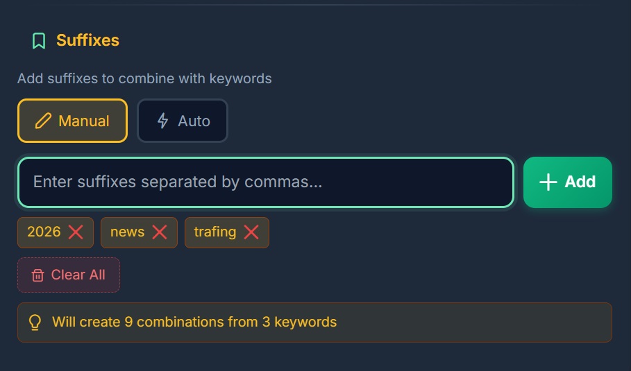 combining keywords for Telegram channel parsing