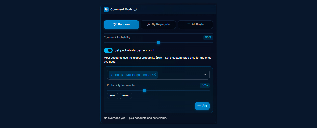 configuring the AI commenting mode in GramGPT Neurocommenting
