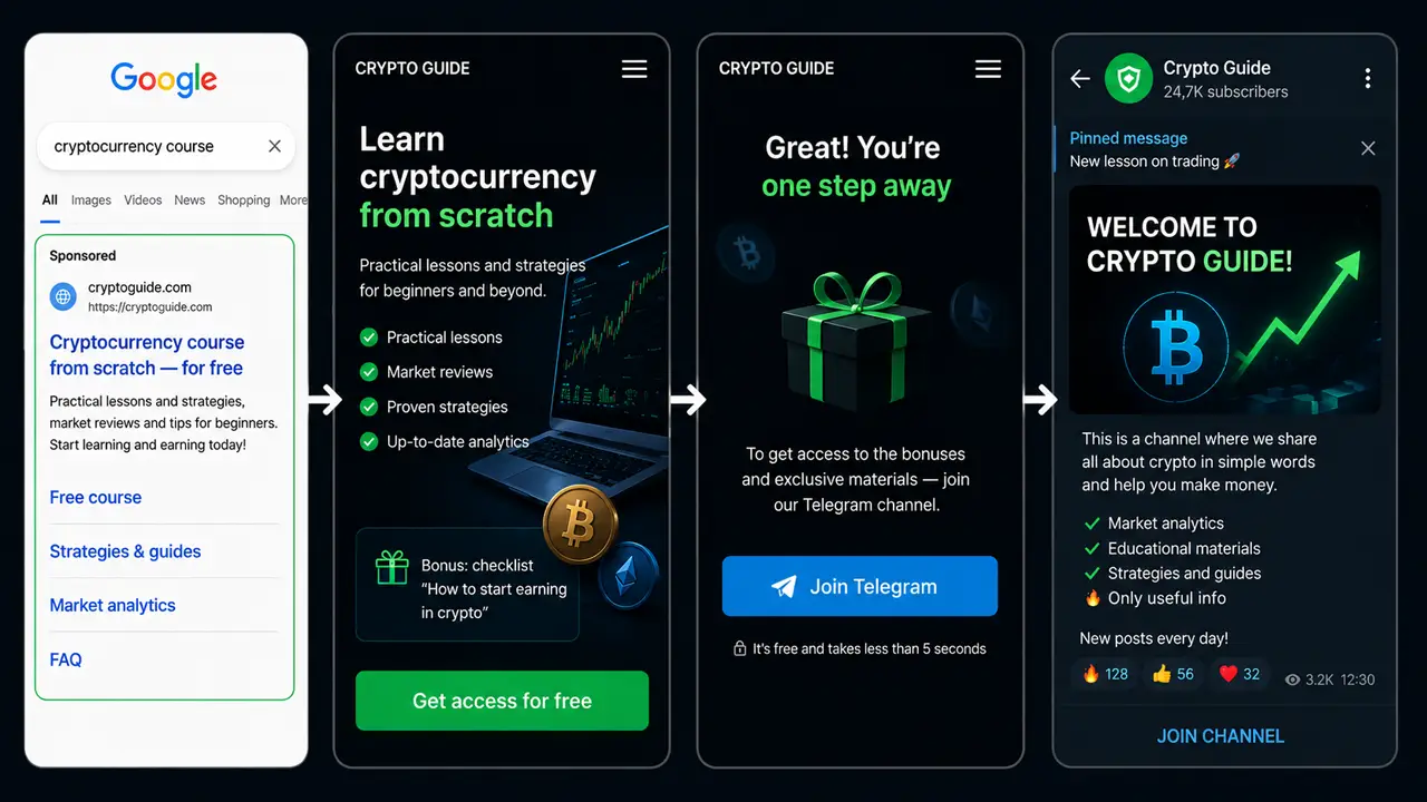 Contextual advertising to promote a Telegram channel