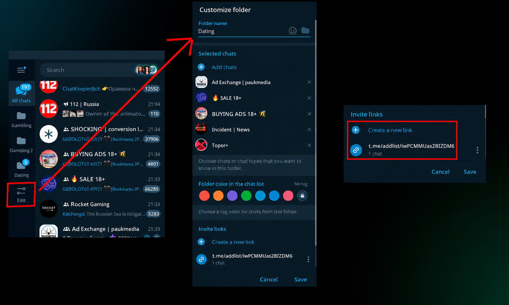 How to create channel folders in Telegram