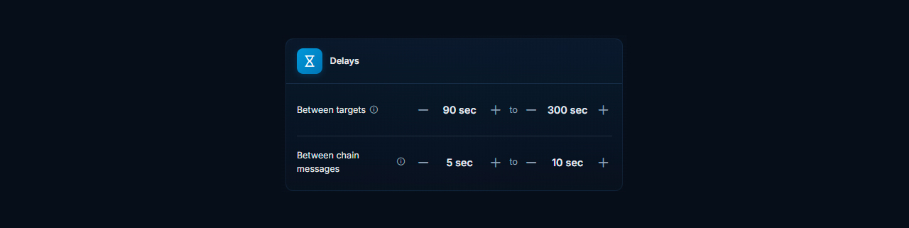 Configuring delays for Telegram direct-message outreach in GramGPT.io