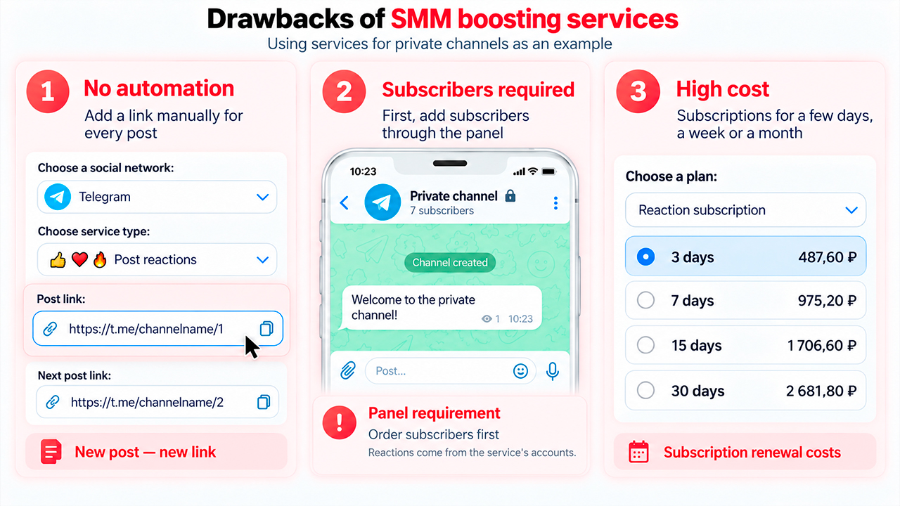 Disadvantages of using SMM services for boosting Telegram channels