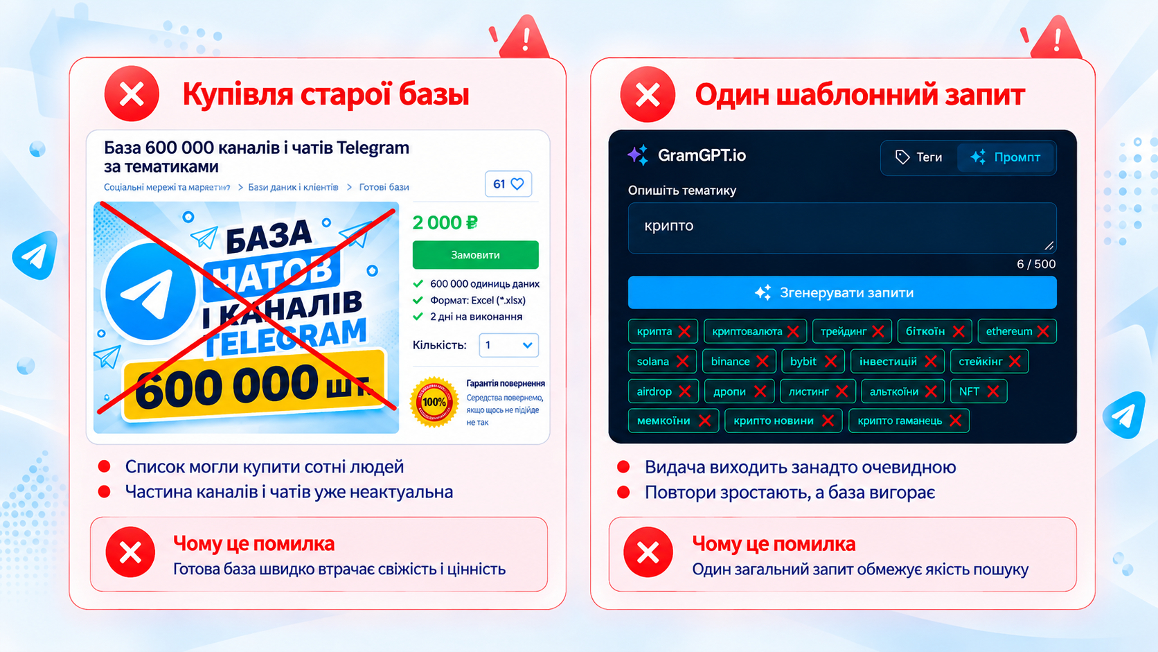 Дві основні помилки під час парсингу Телеграм-каналів, чатів і груп