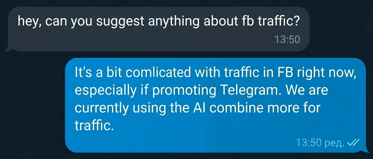 example of AI Conversations in Telegram