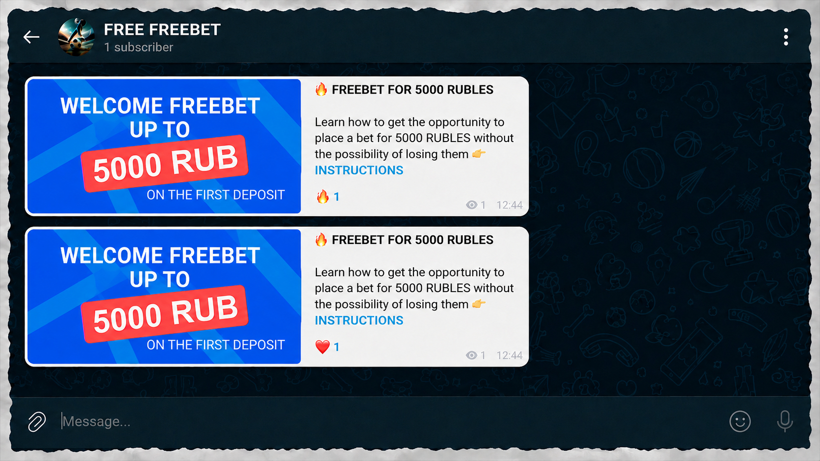 Example of an intermediary channel for receiving and redirecting traffic to the main Telegram channel