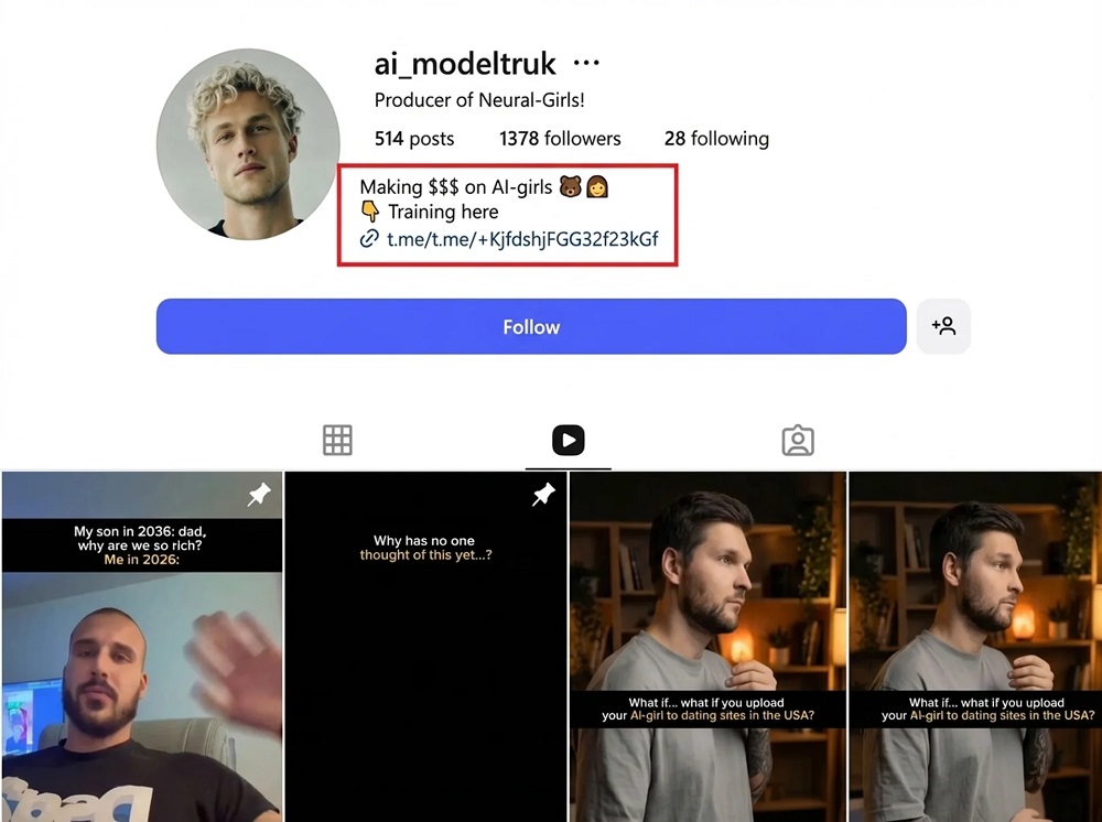 Example of creative for ad buying and Telegram promotion