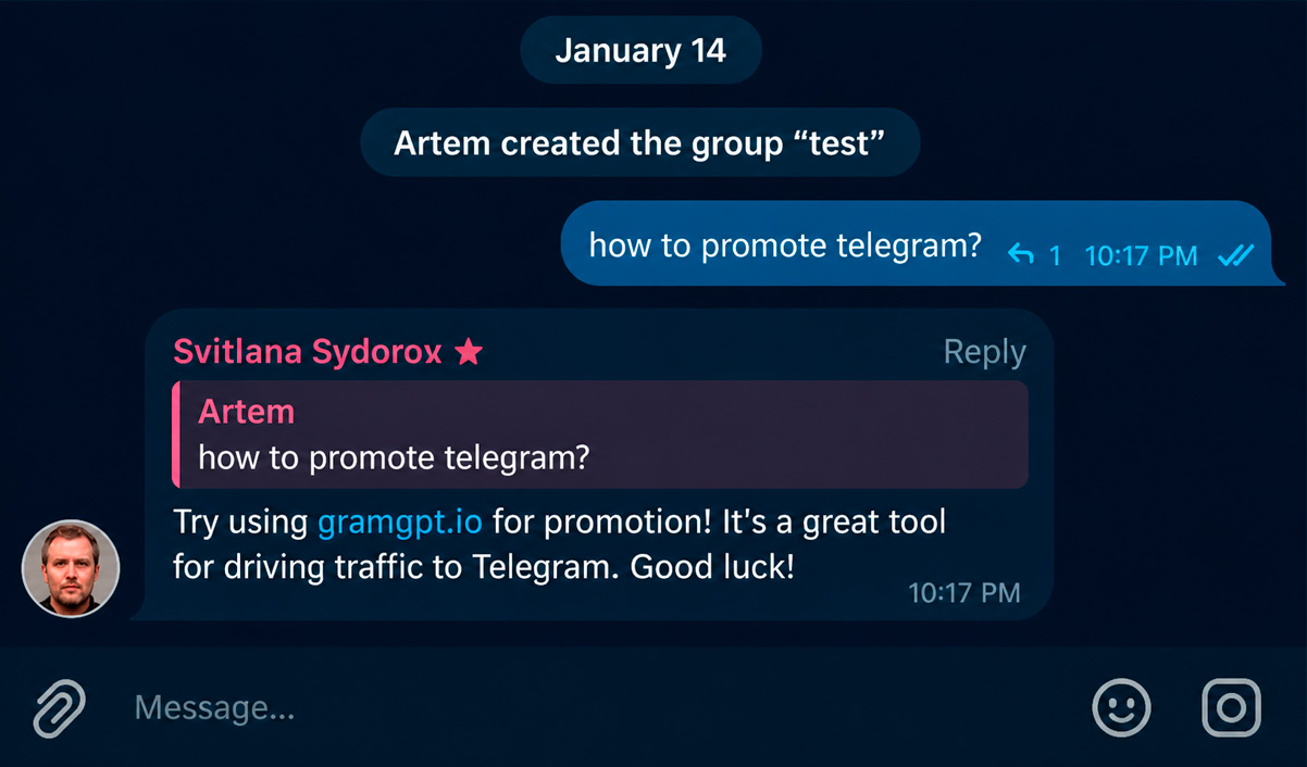 Example of Neurochatting in Telegram
