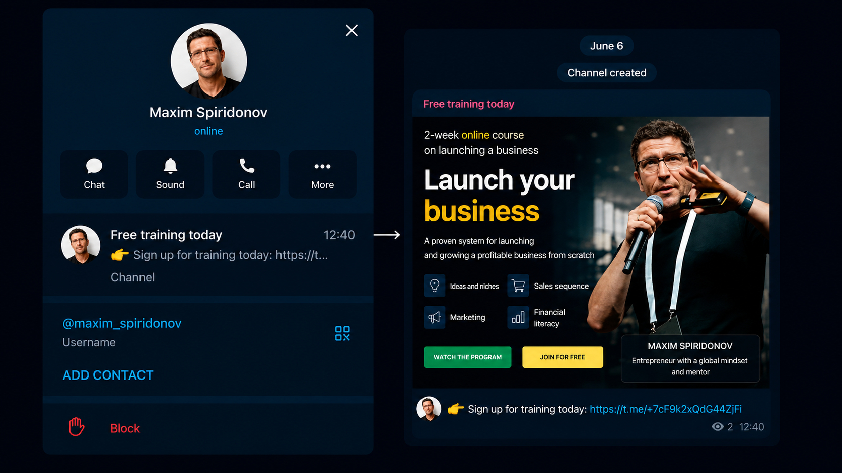 Promoting a Telegram channel through business bloggers