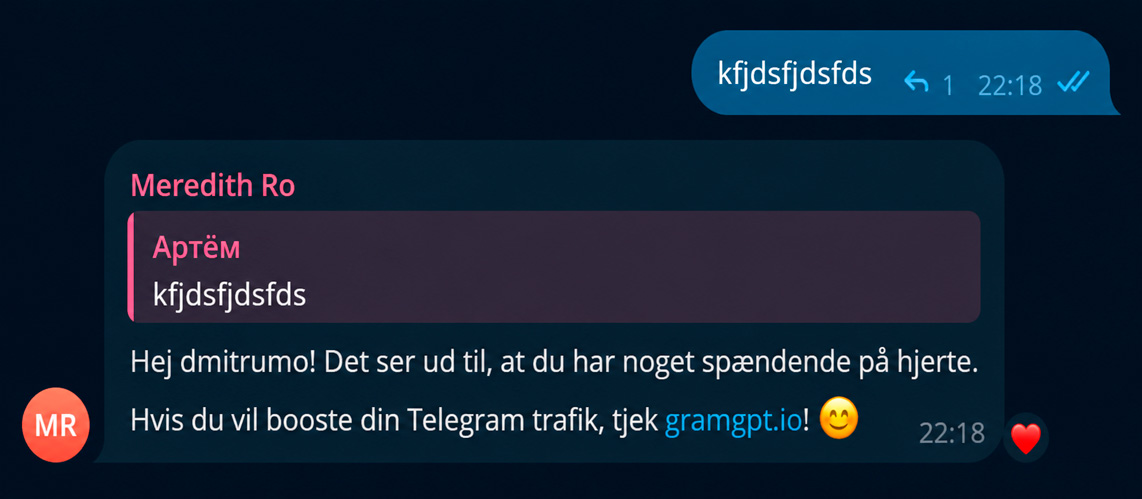 Examples of AI Replies in Telegram Chats to All Messages