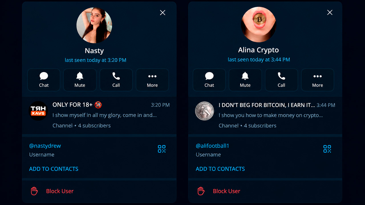 Examples of Telegram Channel Design for Neurochatting in Telegram