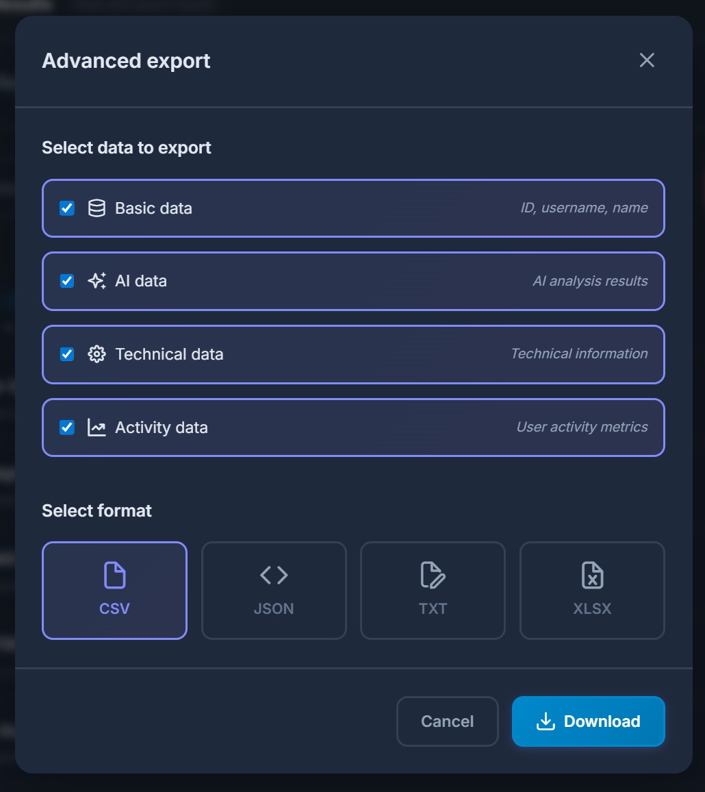 extended data export from the GramGPT parser