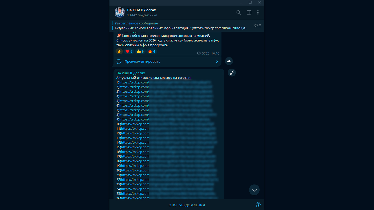 Финансовая вертикаль, Телеграм канал про МФО