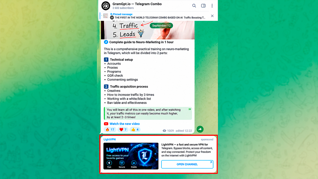 Finding clients on Telegram through Telegram Ads