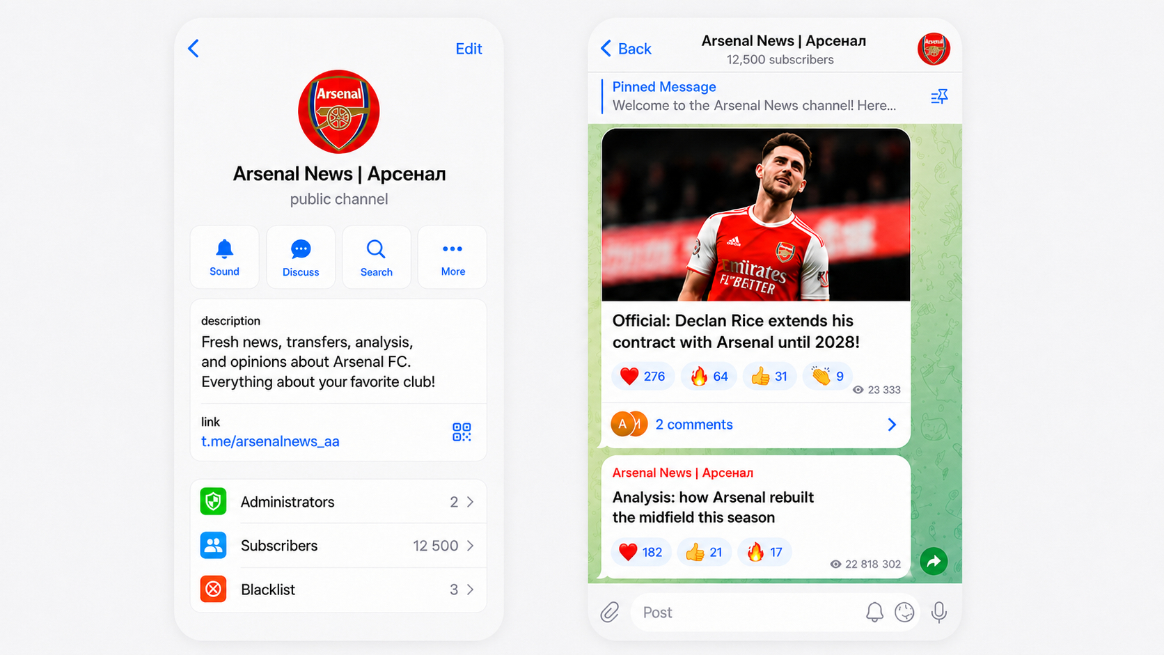 Designing a football Telegram channel