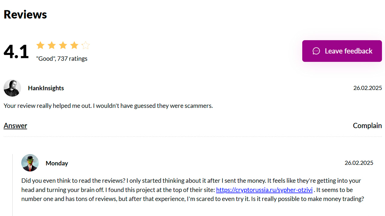 Generated reviews for parasite SEO