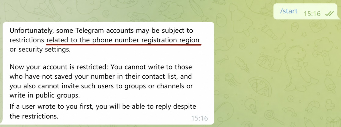 geo spam block in Telegram