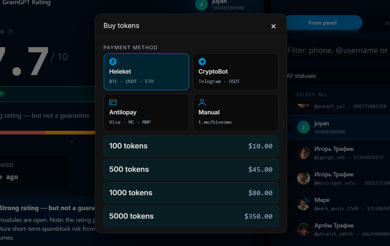 GramGPT top-up pack pricing for GGR checks