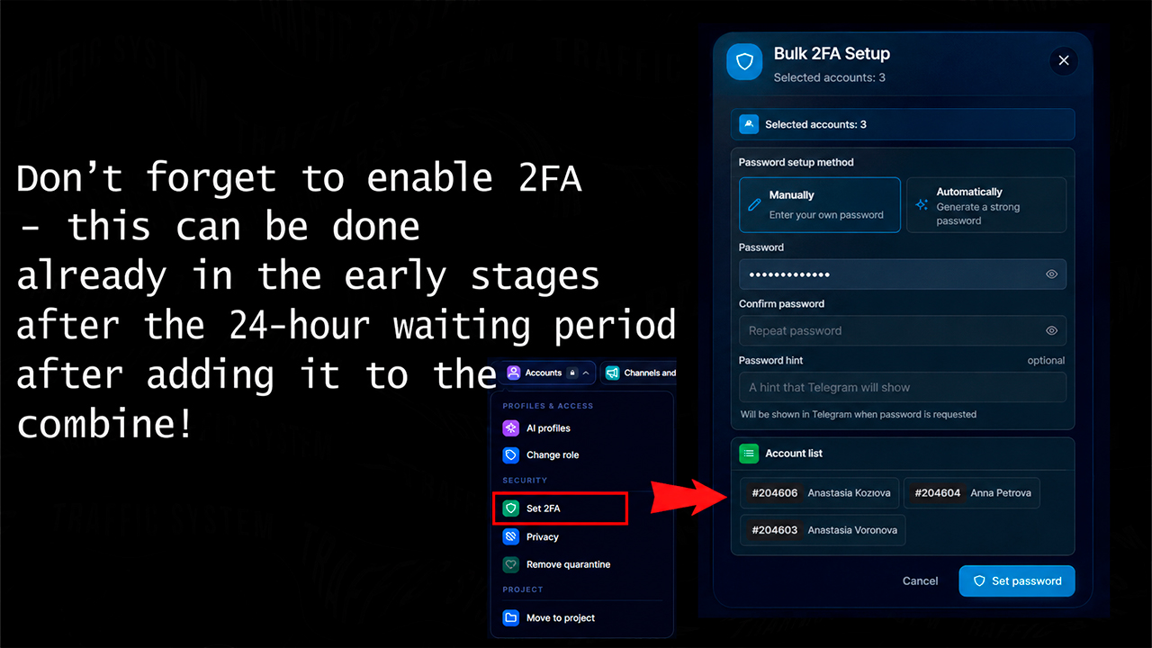how to set 2FA in Telegram in bulk