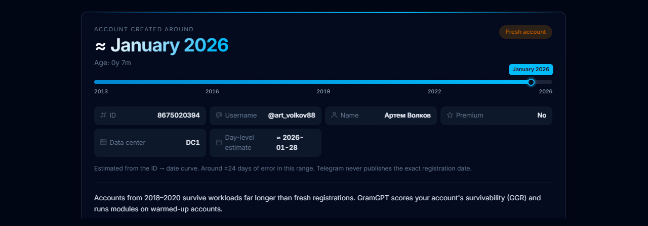 How to find out the creation date of a Telegram account