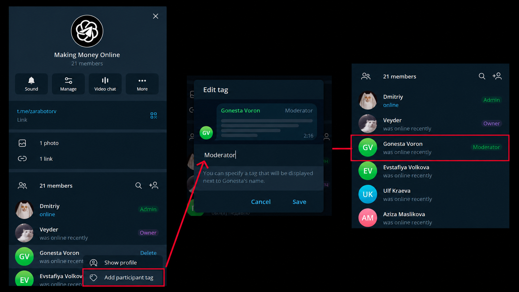 How to create a tag in a Telegram group
