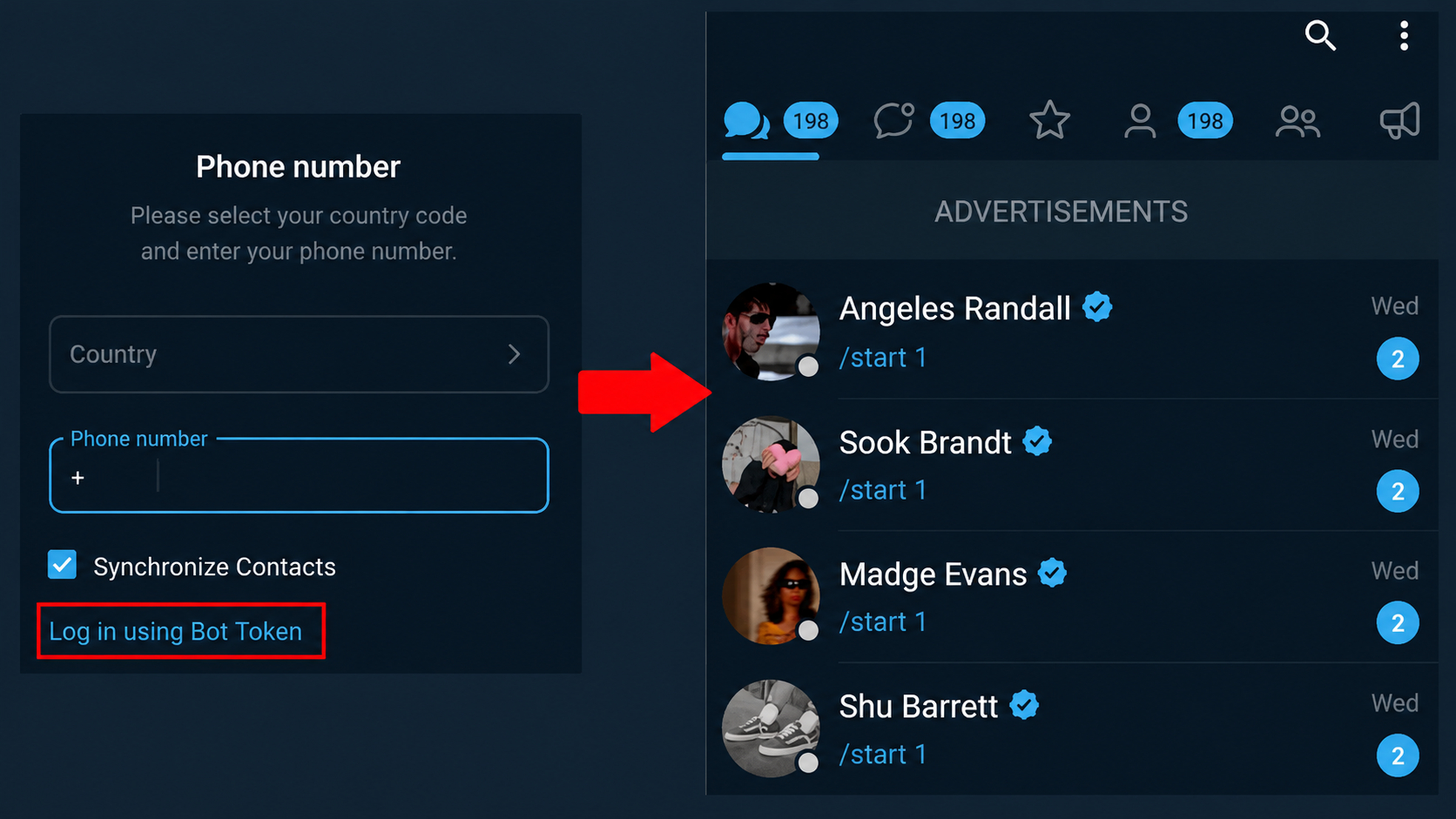 How to write on behalf of a bot in Telegram and reply to users