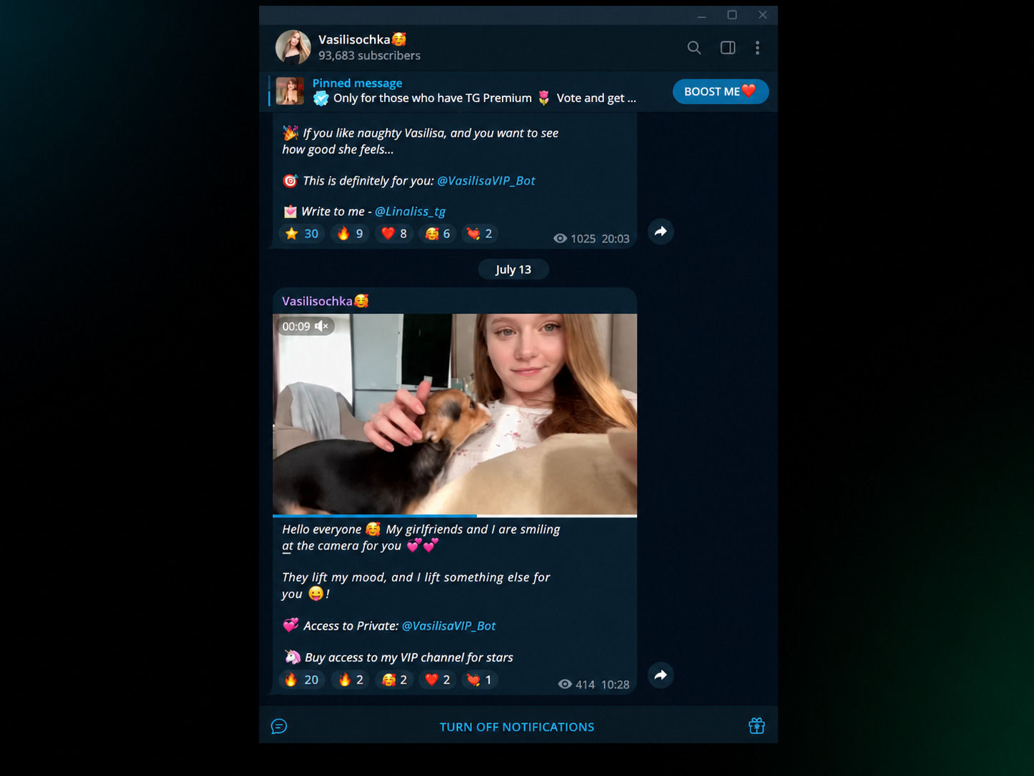 How to promote an 18+ Telegram channel with a model