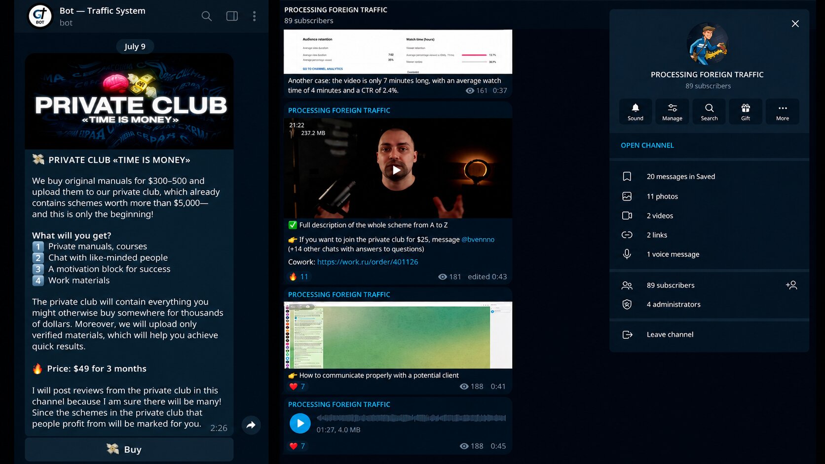 how to sell in a Telegram channel through a private community and a bot