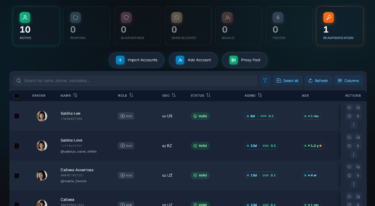 importing Telegram accounts into the GramGPT Telegram automation platform