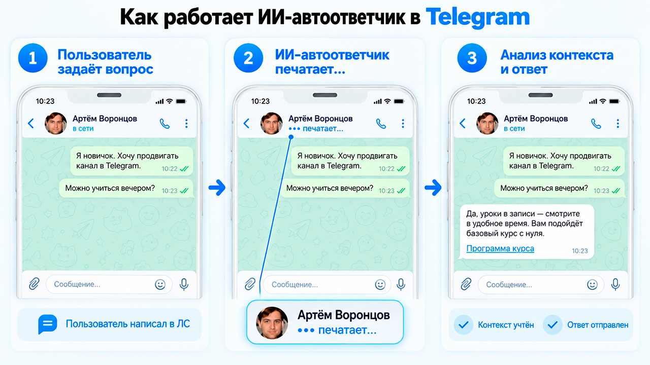 Как работает ИИ автоответчик в Телеграм GramGPT.io