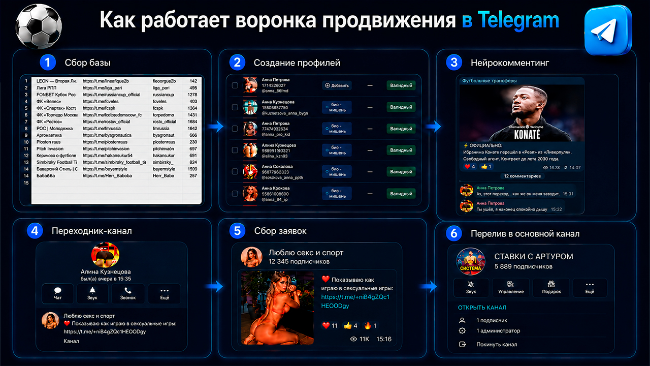 Как работает воронка продвижения Телеграм канала по ставкам на спорт