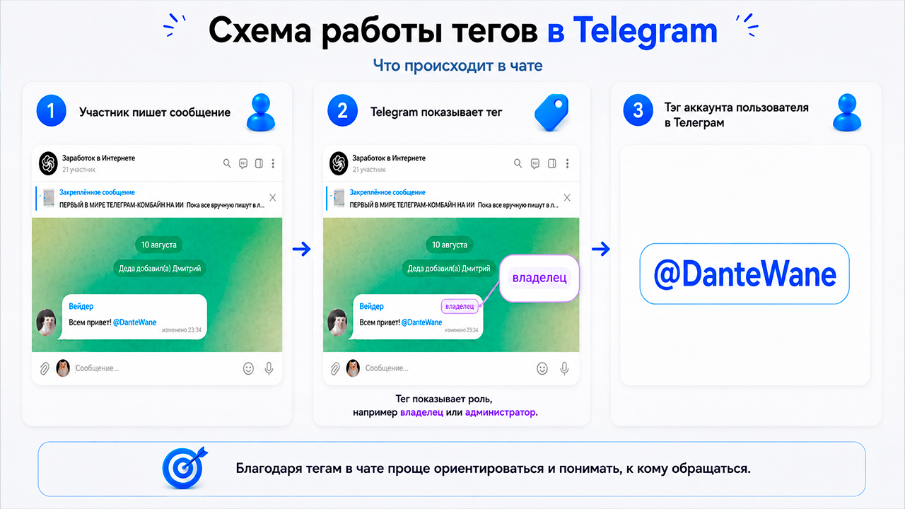 Как работают теги пользователей в Телеграм