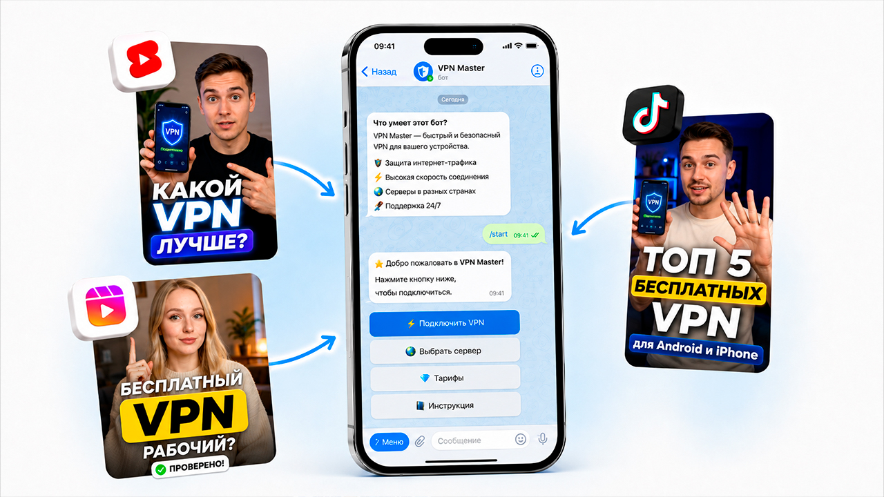 Как раскрутить vpn Бота в Телеграм через tiktok,reels,shorts