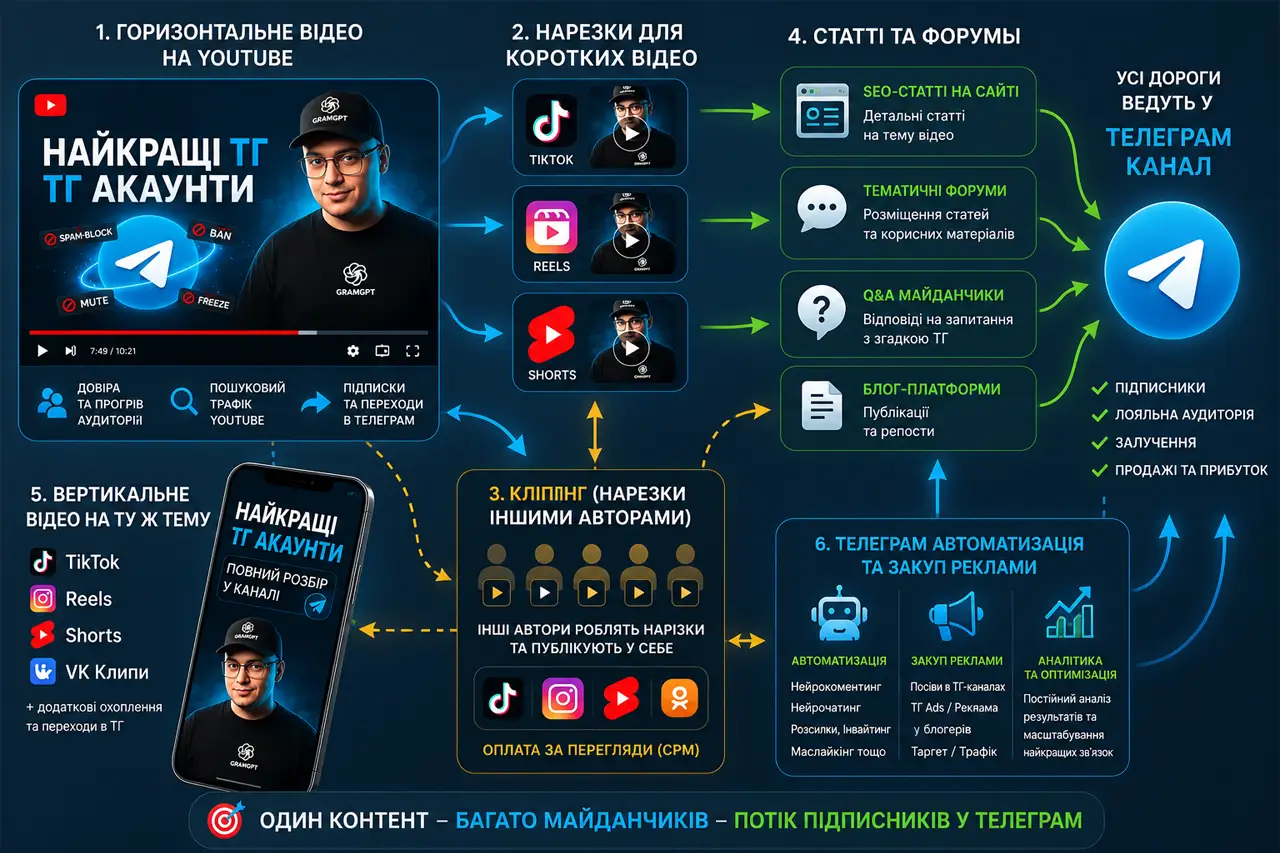 комбінація способів просування Telegram-каналів