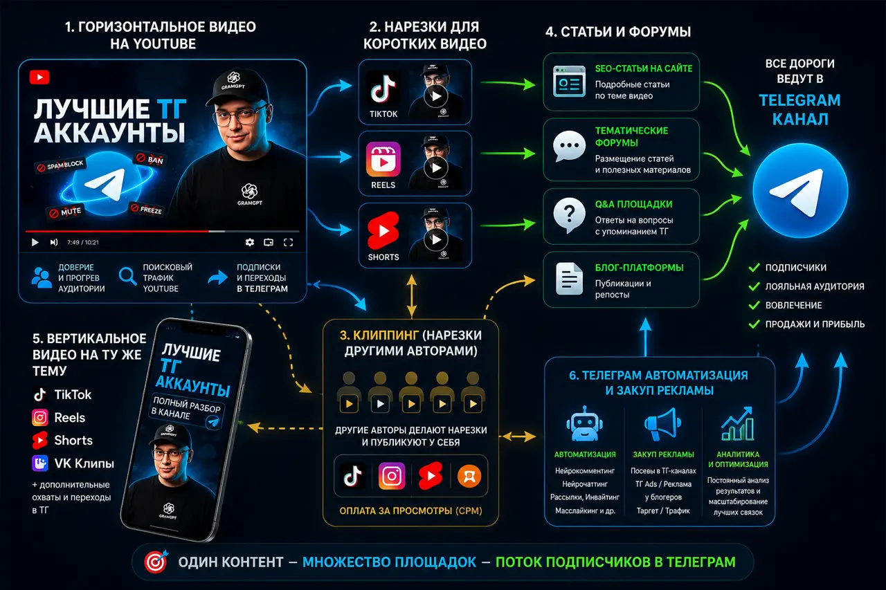 комбинация способов продвижения телеграм каналов