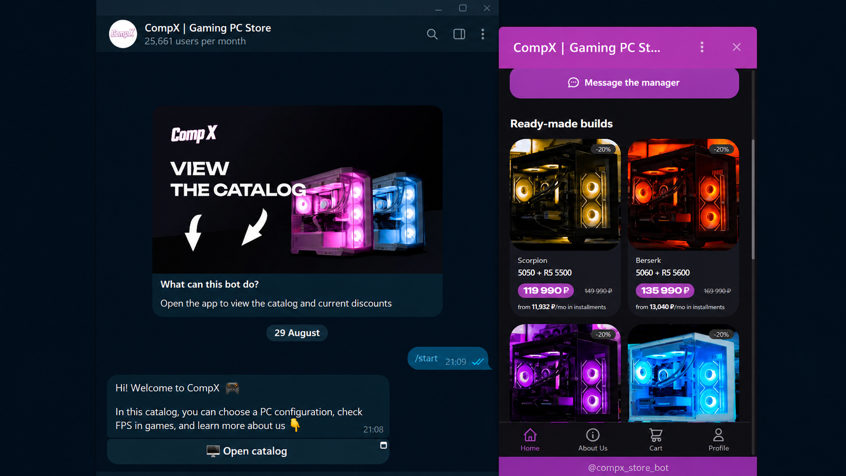Earning from a business store in Telegram