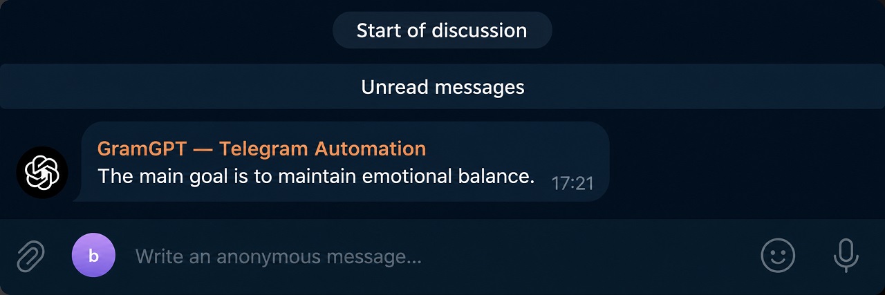 neuro-commenting on Telegram to promote a Telegram bot