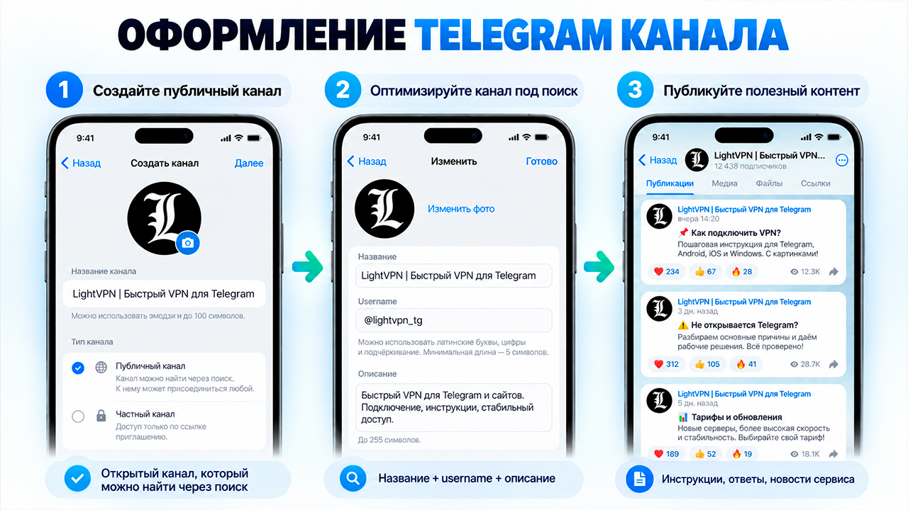 Оформление Телеграм канала под VPN сервис