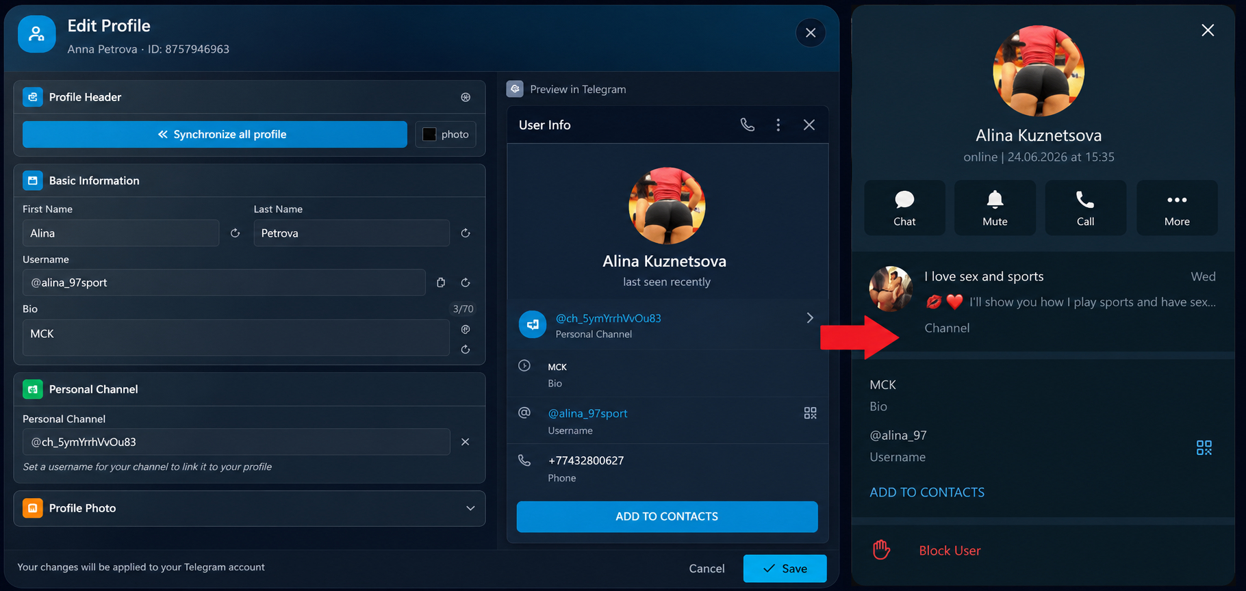 Designing a Telegram account for promotion through Mass Looking
