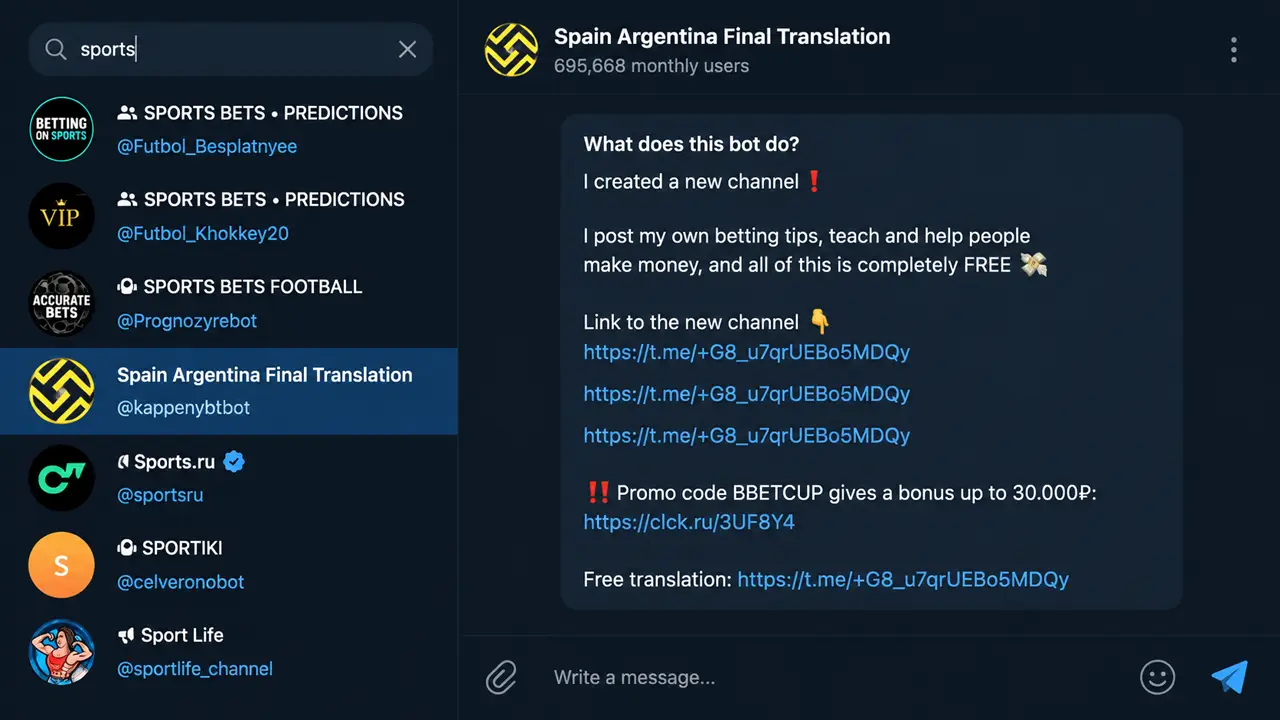 promoting Telegram via SEO doorways within the messenger