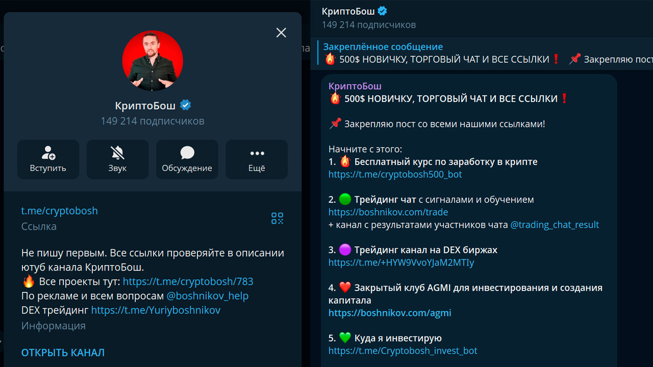 Приклад оформлення криптоканалу в Telegram перед початком просування