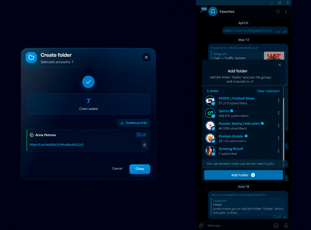 ready-made folder with Telegram channels and chats for Telegram promotion