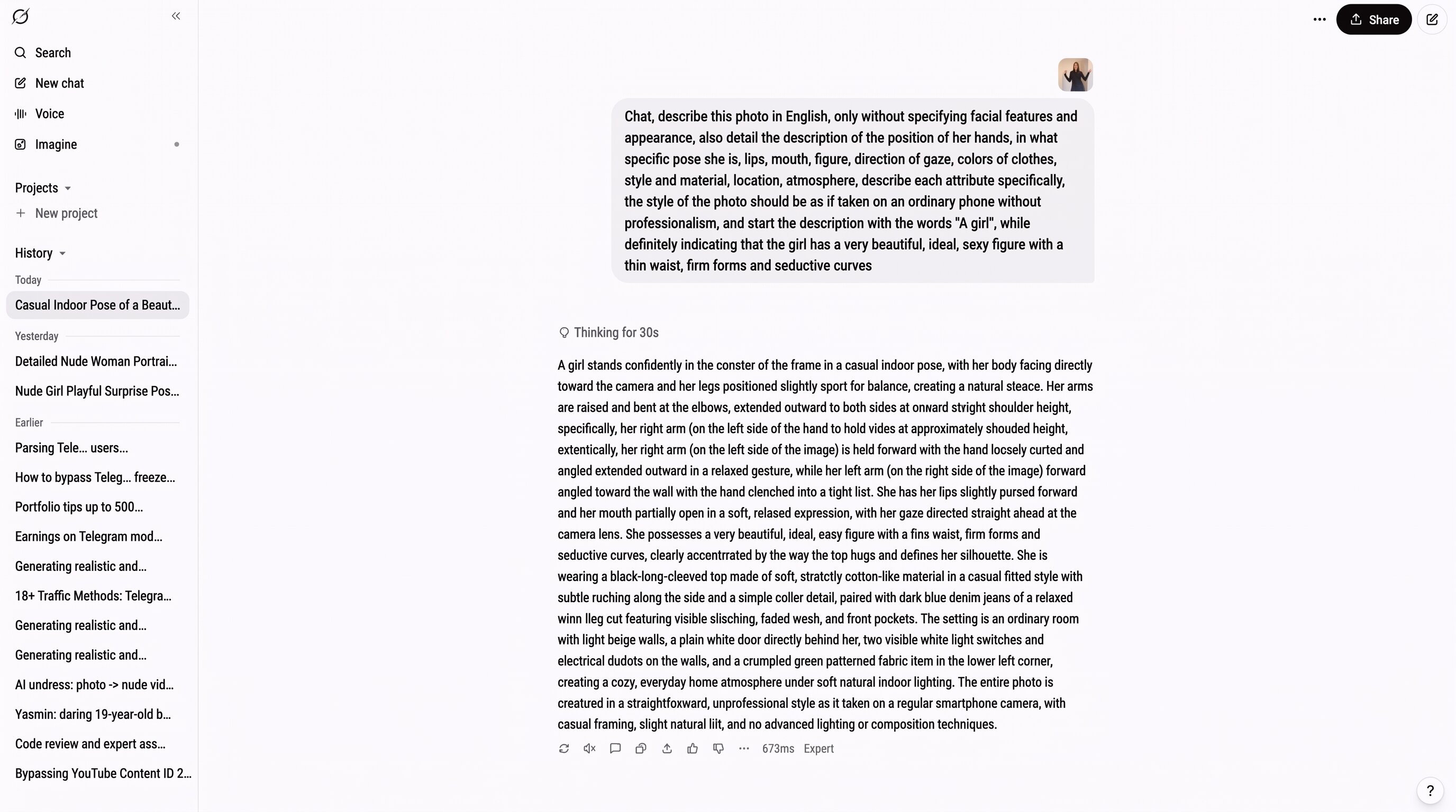 finished TikTok dance reference prompt for the AI model